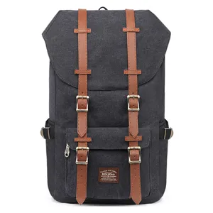 Wear Resistant Canvas Backpack For Men Women Urban Minimalist Casual Travel Bag Student School Bookbag Business Daypack