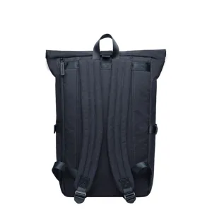 Casual black roll-top student laptop backpack for men and women daily travel and school use