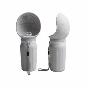 Gourde pour chien portable en voyage, distributeur d'eau pliable en silicone gris 27cm