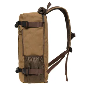 Retro Brown Canvas Backpack for Casual Travel and Daily Outdoor Use Side View Item
