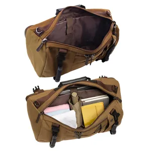Vintage canvas backpack for short trips and daily outdoor travel, spacious interior design.