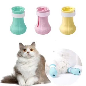 Silicone Cat Foot Covers Anti-Scratch Pet Bathing Shoes Soft Protective Paws Cover For Grooming Nail Clipping Bathing Care Supplies