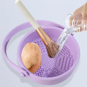 Silicone makeup brush cleaner folding washing bowl beauty blender sponge cleaning tool