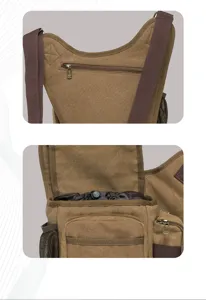 Retro canvas tactical crossbody bag multi-pocket outdoor sports single shoulder sling bag.