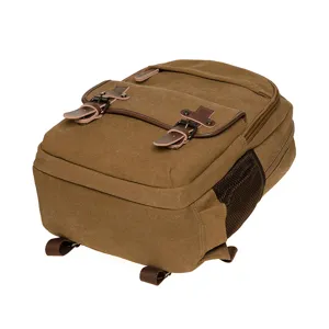 Vintage brown canvas backpack for men and women multi-function casual student school bag