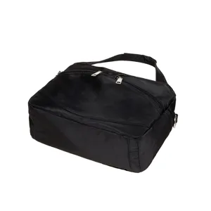 Black nylon crossbody shoulder bag for women, casual multi-pocket daily commute handbag.