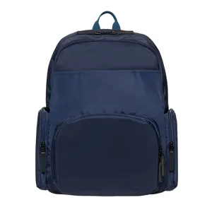 Classic navy blue memory fabric backpack for daily commuting, school and laptop storage.