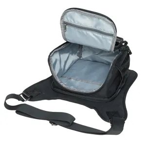 Multi-functional tactical drop leg bag, durable black outdoor riding waist pack for men.