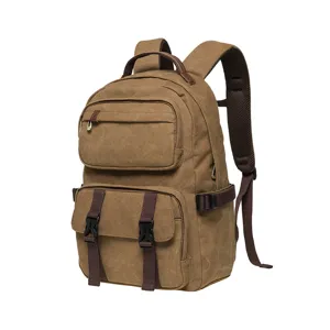 Vintage Retro Canvas Backpack Casual Outdoor Travel Daypack Multi-Pocket School Laptop Bookbag For Men And Women
