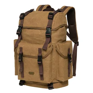 Large Capacity Retro Canvas Backpack Casual Travel Urban Minimalist Wear Resistant School Bookbag For Men Women