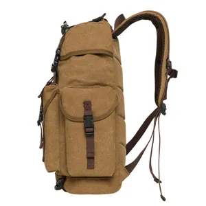 Vintage canvas backpack large capacity casual rucksack for daily travel outdoor use