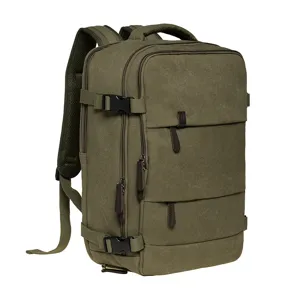 Large Capacity Canvas Backpack Business Casual Travel Laptop School Backpack Durable Multi Compartment Bag For Men Women