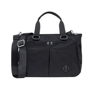 Schicke schwarze Nylon Damentasche mit Tragegriffen, Schultergurt und modernem Alltagdesign.