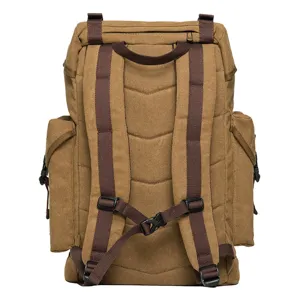 Vintage canvas backpack for daily travel, large capacity casual rucksack with padded straps.
