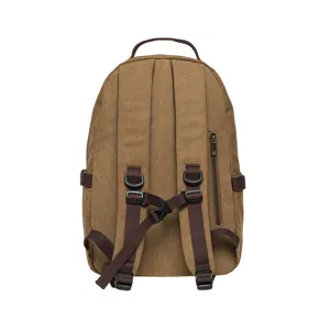 Vintage brown canvas backpack for daily outdoor travel and casual unisex use storage bag.