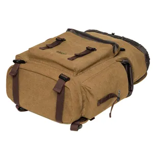 Vintage canvas backpack large capacity brown rucksack daily casual travel outdoor bag