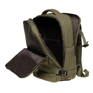 Large capacity canvas backpack for business and school, stylish green multi-compartment daypack.