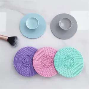 Silicone makeup brush cleaning pad suction cup round cosmetic brush scrubber cleaner tool mat set