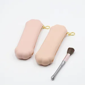 Portable Silicone Makeup Brush Bag Travel Cosmetic Storage Pouch Organizer with Zipper Waterproof Toiletry Bag for Women