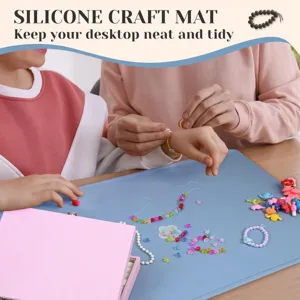 Silikon Bastelmatte für Kinder DIY Perlen, hitzebeständiger rutschfester Tischschutz blau