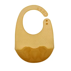 Waterproof silicone baby bib with crumb catcher pocket, soft infant feeding bib for toddlers.