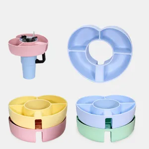 Silicone Snack Tray For Large Capacity Tumbler Cup Multi Compartment Food Grade Snack Bowl Travel Home Fruit Holder
