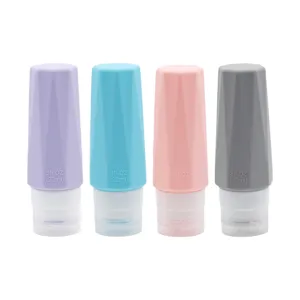 Lot de 4 flacons de voyage en silicone 90ml rechargeables pour shampooing lotions