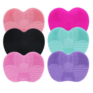Silicone makeup brush cleaning mat set, portable cosmetic tool cleaner pad for daily use