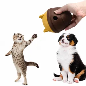 Jouet distributeur de nourriture interactif en silicone pour chiens chats mastication