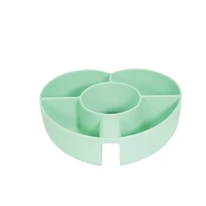 Silicone snack tray for 40oz tumbler cup, light green multi-compartment food bowl