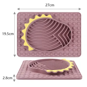 Silicone dog slow feeder mat pet lick pad waterproof cat food bowl feeding placemat 27cm