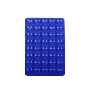 Double Sided Silicone Suction Cup Mat Anti Slip Phone Holder Pad With 40 Grids Blue