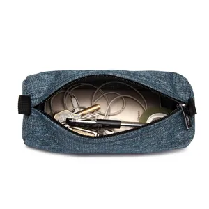 Canvas pencil case for women student stationery bag large capacity multi-functional blue pouch