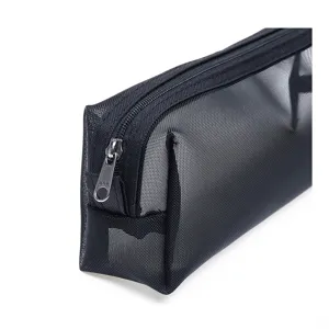 Trousse à crayons en résille transparente noire, sac de rangement papeterie minimaliste.