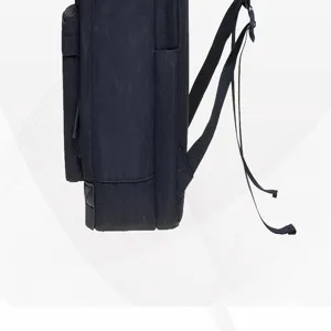 Detail view of a minimalist solid color casual backpack showcasing side pockets and adjustable straps.