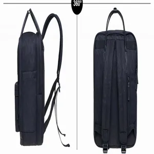 Black multi-functional casual backpack with dual straps, durable fabric for daily commute.