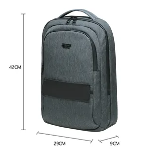 Business casual laptop backpack for men and women, durable grey travel daypack with large capacity.