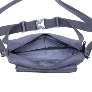 Grey tactical crossbody bag, casual men shoulder waist bag with multiple compartments.