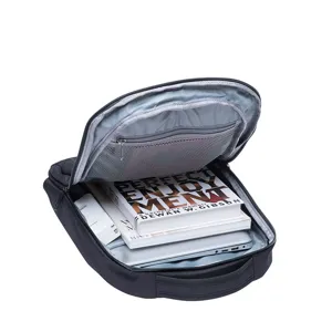 Black business laptop backpack, multi-compartment casual school bag for men and women daily use.