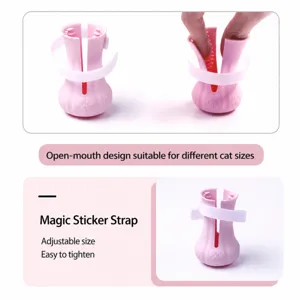 Silicone cat shoes anti scratch boots adjustable paw covers for bathing grooming pets