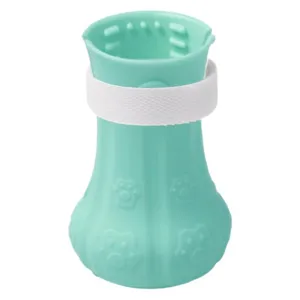 Silicone pet shoes anti-scratch cat boots breathable paw protector for bath grooming mint green