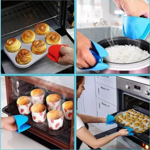 Siliconen hittebestendige ovenhandschoenen mini vingergrepen pannenlappen voor koken.