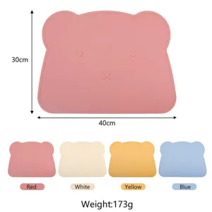 Mantel individual de silicona para bebé oso lindo dibujos animados resistente al calor