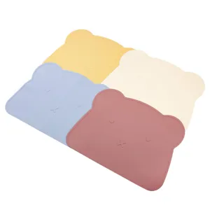 Mantel individual de silicona con diseño de oso para bebé, alfombrilla resistente al calor.