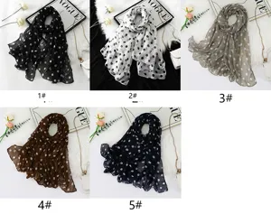 Polka dot long scarf soft sheer chiffon shawl lightweight fashion wrap for women spring