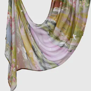 Digital printed lightweight women shawl versatile scarf long thin drape stylish accessory breathable