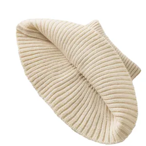 Beige knitted fake collar winter warm turtleneck neck warmer sweater detachable half top