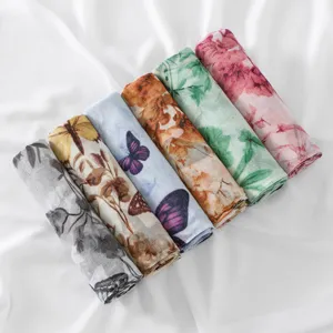 Fashion commute printed long scarf versatile soft voile shawl sun protection wrap detail
