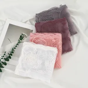 Floral embroidered mesh lace scarf for women, lightweight breathable sheer shawl wrap.
