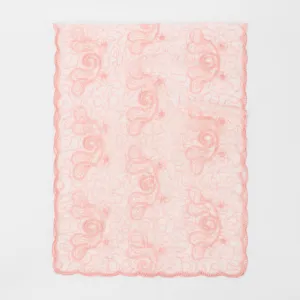Pink lace embroidered shawl detail, elegant hollow long scarf and hijab for women.